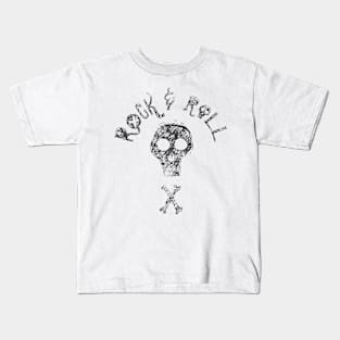 Rock & Roll Skull & Crossbones Dark Kids T-Shirt